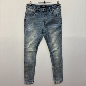 Serenede Men Fitted Skinny Jeans Size 32 Blue Denim Distressed C033 -24